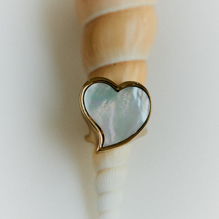 Anillo Mirage Corazón dorado - Nácar blanco