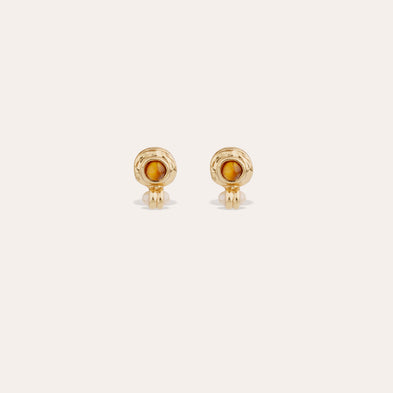 Pendientes de botón Amarante mini - Ojo de tigre