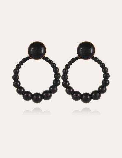 Boucles d'oreilles Andy grand modèle acétate - Noir