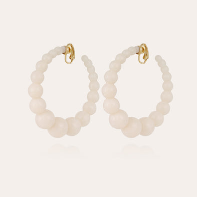 Boucles d'oreilles créoles Andy acétate grand modèle - Blanc