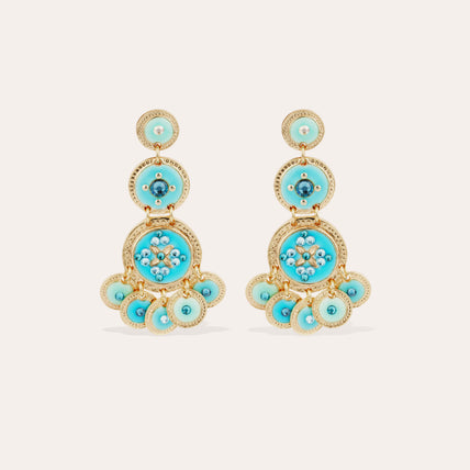 Pendientes de tres filas con lentejuelas y esmalte