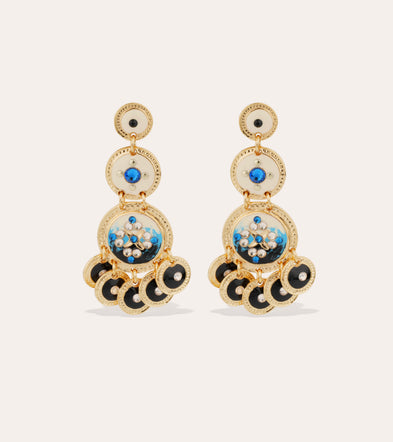Boucles d'oreilles Sequin émail trois rangs