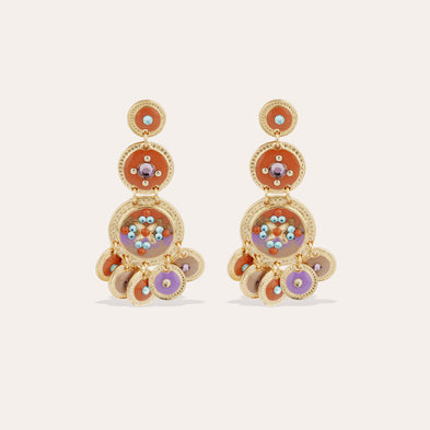 Boucles d'oreilles Sequin émail trois rangs