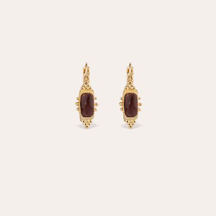 Pendientes Serti Talisman pequeño modelo - Madera silicificada