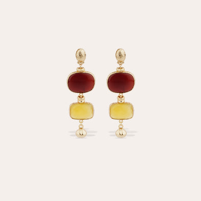 Boucles d'oreilles Silène - Calcite rouge & jaune
