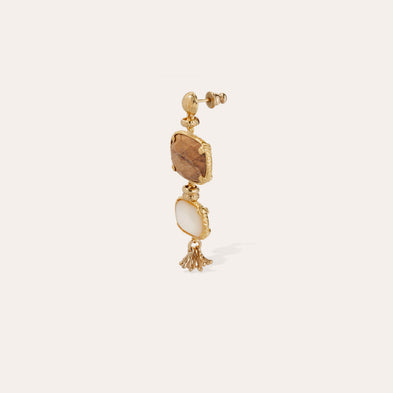 Boucles d'oreilles Silène petit modèle - Bois & Nacre blanche