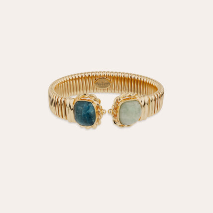 Pulsera doble Amarante modelo pequeño - Amazonita y Apatita azul