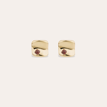 Pendientes Square, modelo pequeño - Jaspe rojo