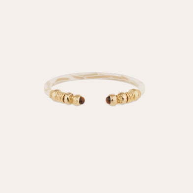Bracelet Sari acétate - Ivoire - Oeil de tigre - Edition limitée