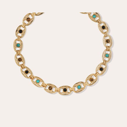 Collar Carthage - Turquesa, Ojo de tigre y Ónix negro
