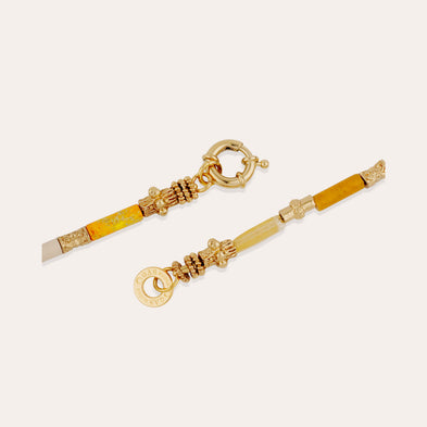 Collier Kali cabochons doré - Hématoïde jaune