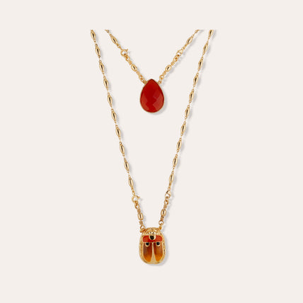 Collar con escapulario de Scaramouche esmaltado - Cornalina