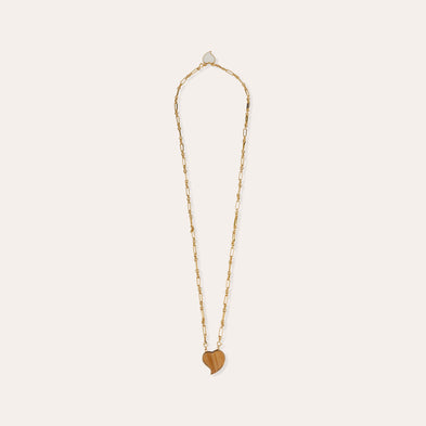 Mirage Scapular Necklace - Wood & White Mother-of-Pearl