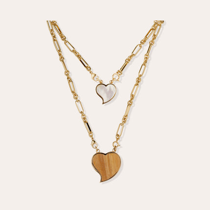 Collar escapulario Mirage - Madera y nácar blanco