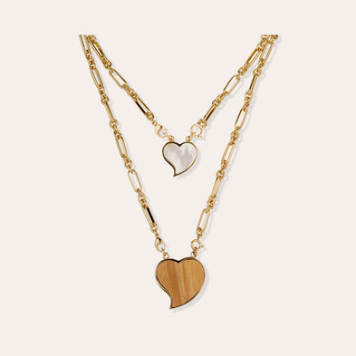 Mirage Scapular Necklace - Wood & White Mother-of-Pearl