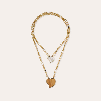 Collar escapulario Mirage - Madera y nácar blanco