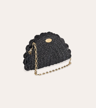 Sac pochette Sun mini raphia - Noir