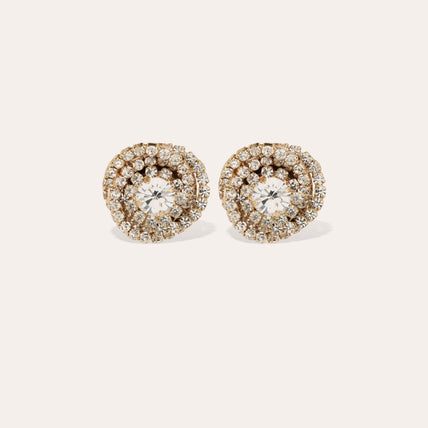 stud earrings Atika con pedrería dorada