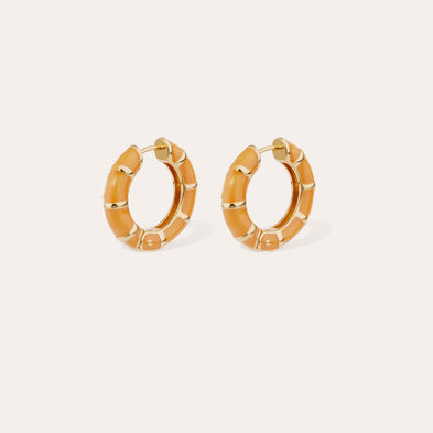 Bambou -Creole-Ohrringe mit goldfarbenem Emaille