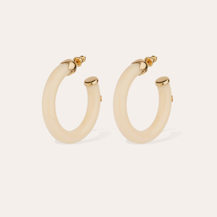 Pendientes de aro «Caftan» de small size , de acetato dorado - Marfil