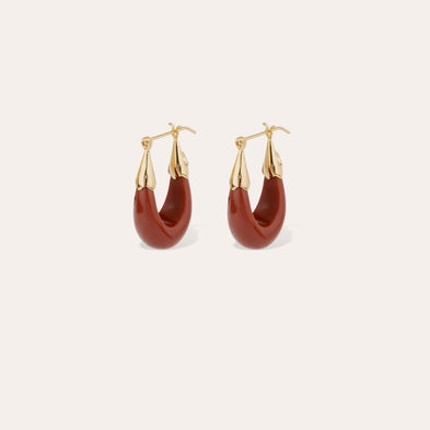 Boucles d'oreilles Ecume petit modèle dorées - Ocre rouge
