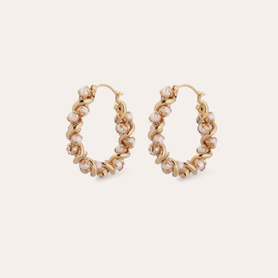 Boucles d'oreilles créoles Eurydice petit modèle dorées - Perles de Culture