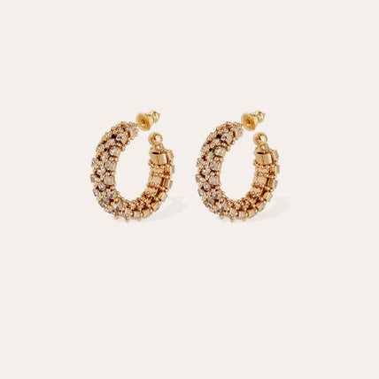 Pendientes de aro Izilda con strass mini dorados