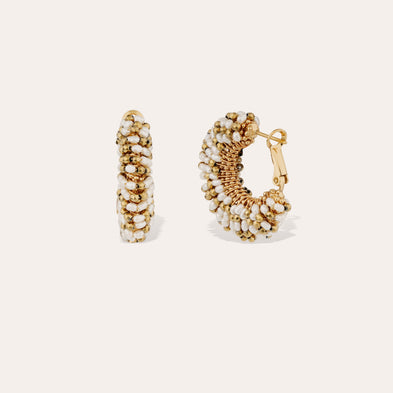 Pendientes « small size » dorados - Nácar blanco