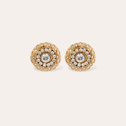 Pendientes de botón «Léonie» con strass dorados