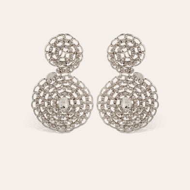 Boucles d'oreilles Onde gourmette strass argentées
