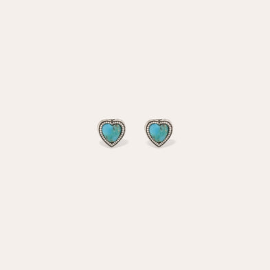 Boucle d'oreilles puce Amore argentées - Turquoise