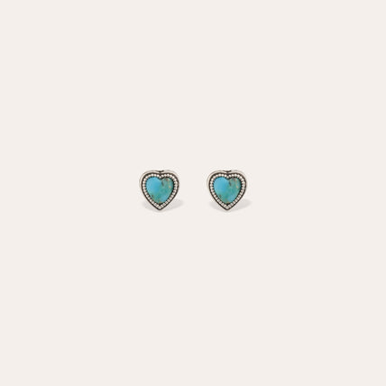 Pendientes de botón Amore plateados - Turquesa