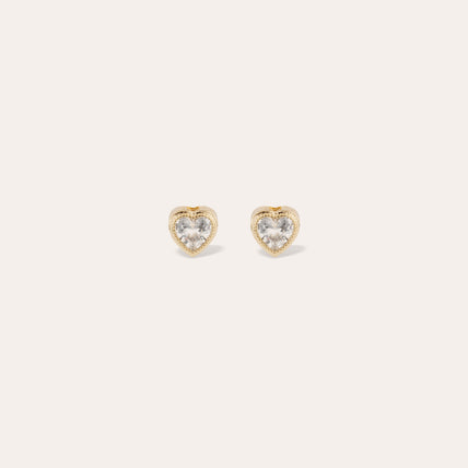 stud earrings Amore con strass dorados