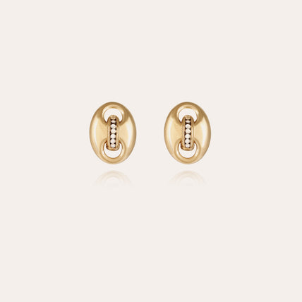 Pendientes de botón Cophea con strass mini dorados