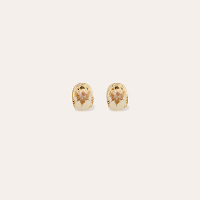 Boucles d'oreilles puces Scaramouche émail dorées