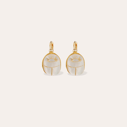 Pendientes Scaramouche dorados - Nácar blanco