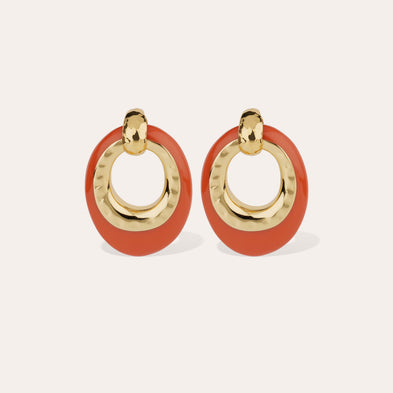 Boucles d'oreilles Selva petit modèle acetate dorées - Corail