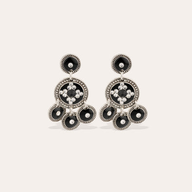 Boucles d'oreilles Sequin deux rangs argentées