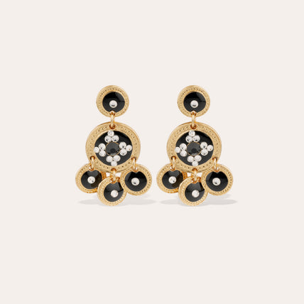 Pendientes de dos hileras con lentejuelas doradas