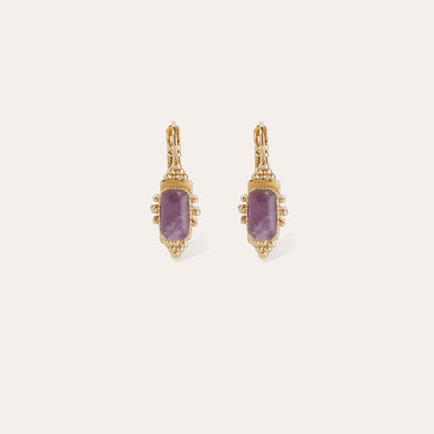 Boucles d'oreilles Serti Talisman dorées - Améthyste
