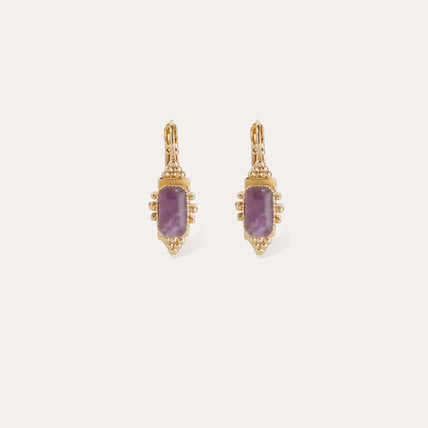 Pendientes «Serti Talisman» dorados - Amatista