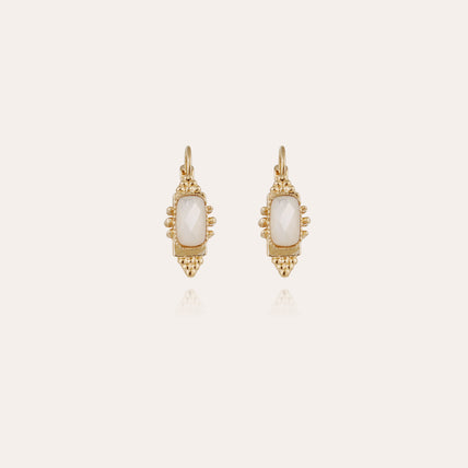 Pendientes «Serti Talisman» dorados - Nácar blanco