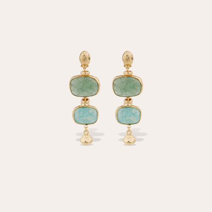 Pendientes Silene, modelo pequeño, dorados - Serpentina y turquesa