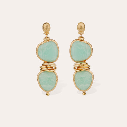 Pendientes Sirena dorados - Amazonita