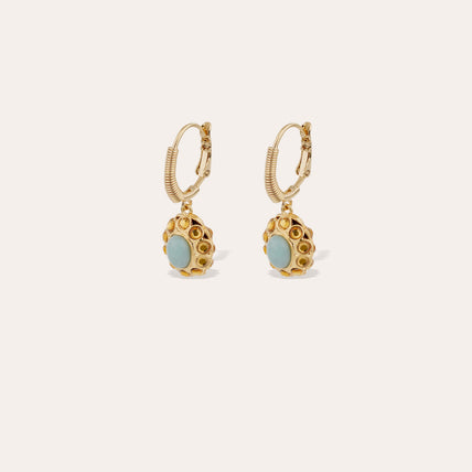 Pendientes Tao Splash dorados - Cuarzo azul