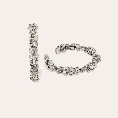 Boucles d'oreilles créoles Trevise finition rhodium