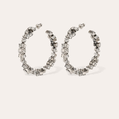 Boucles d'oreilles créoles Trevise finition rhodium