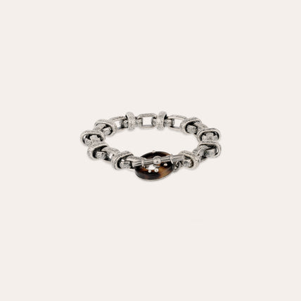 Pulsera Adrian de acetato plateado - tortoise