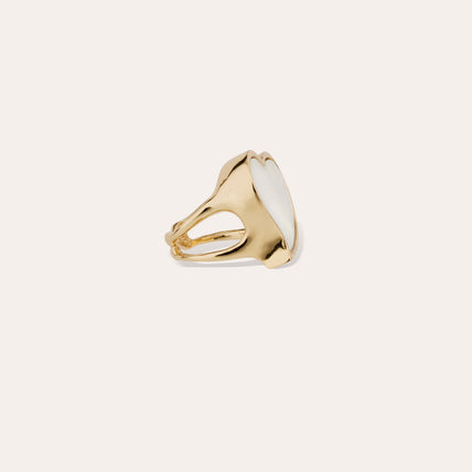 Anillo Mirage Corazón dorado - Nácar blanco