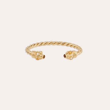 Pulsera rígida « Amarante » detorsade , dorada - Ojo de tigre